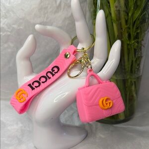 Pink Silicone Bag Keychain with Strap